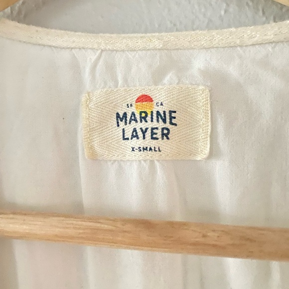 Marine Layer Camila Mini Dress in White Women's XS Gauzy Cotton Side Pockets - Picture 7 of 13